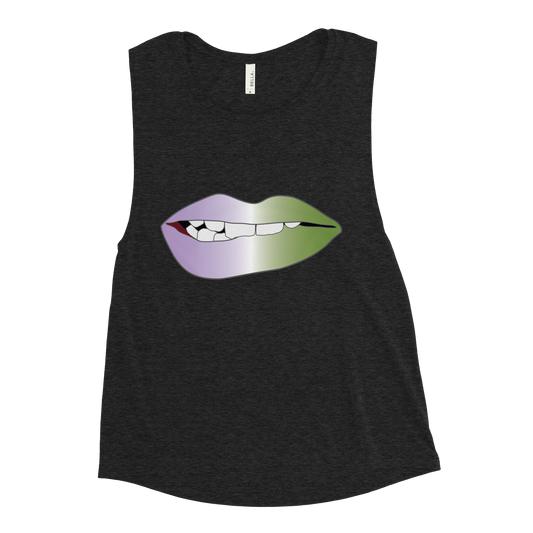 Biting Lips - Genderqueer Pride - Gradient Ladies’ Muscle Tank