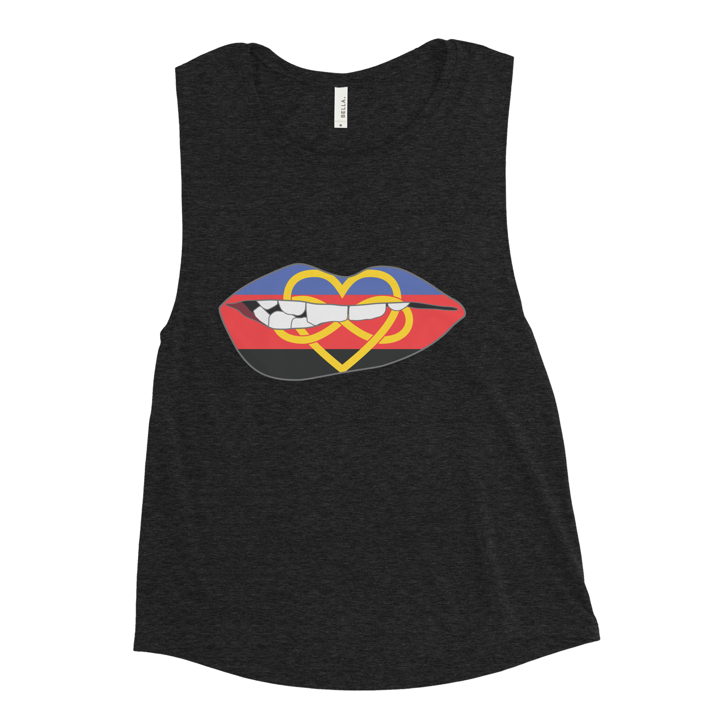 Biting Lips - Polyamory Flag Ladies’ Muscle Tank