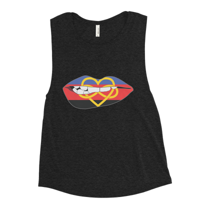 Biting Lips - Polyamory Flag Ladies’ Muscle Tank