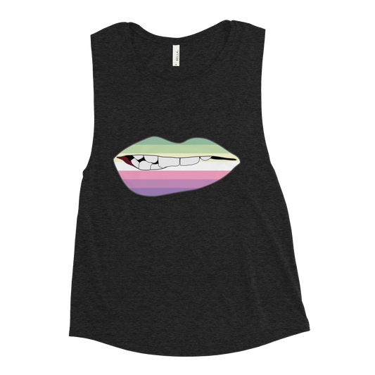 Biting Lips - Genderfae Flag Ladies’ Muscle Tank