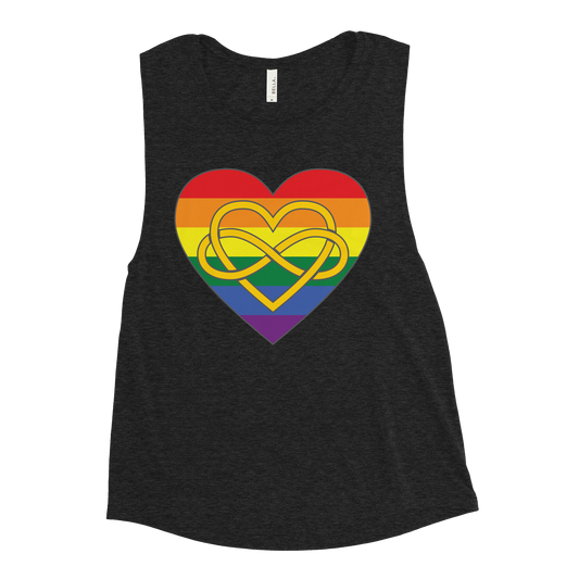 Polyamory Infinity Heart Rainbow Pride Ladies’ Muscle Tank