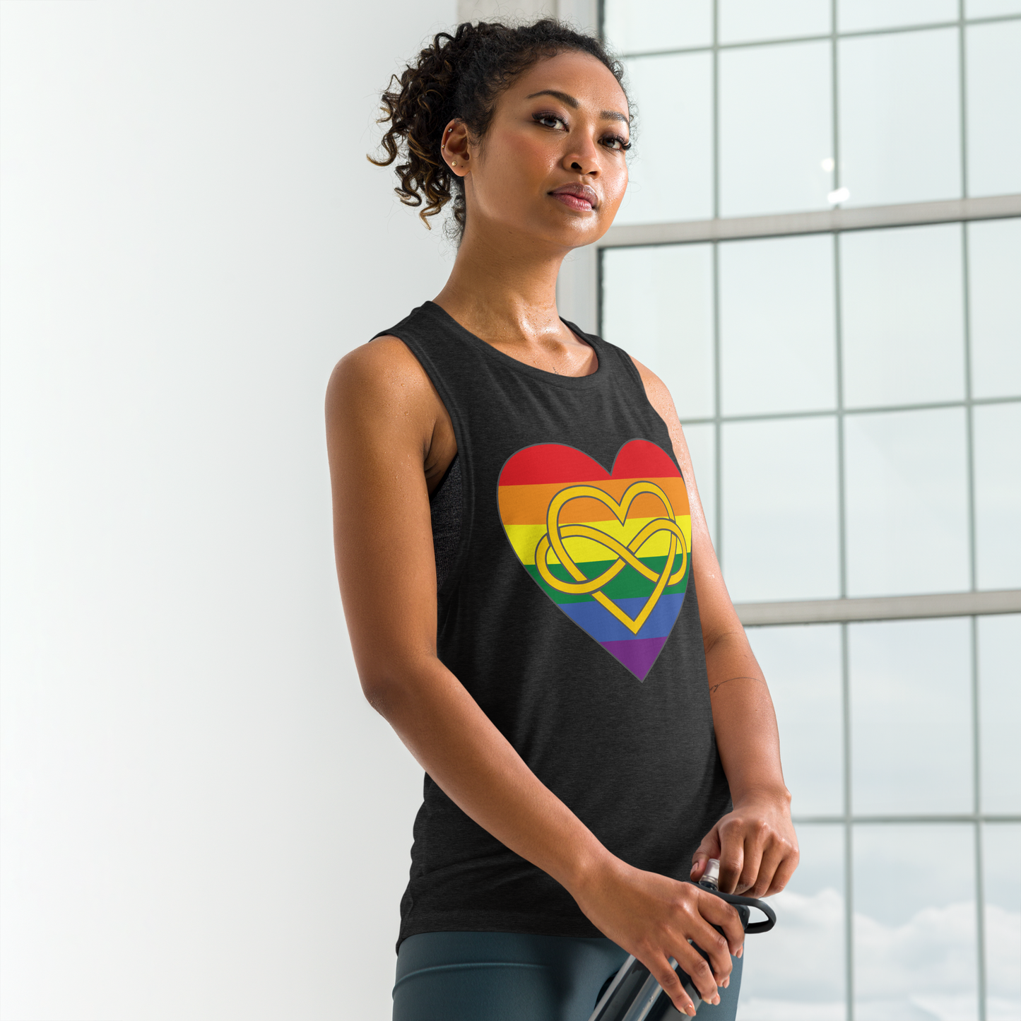 Polyamory Infinity Heart Rainbow Pride Ladies’ Muscle Tank