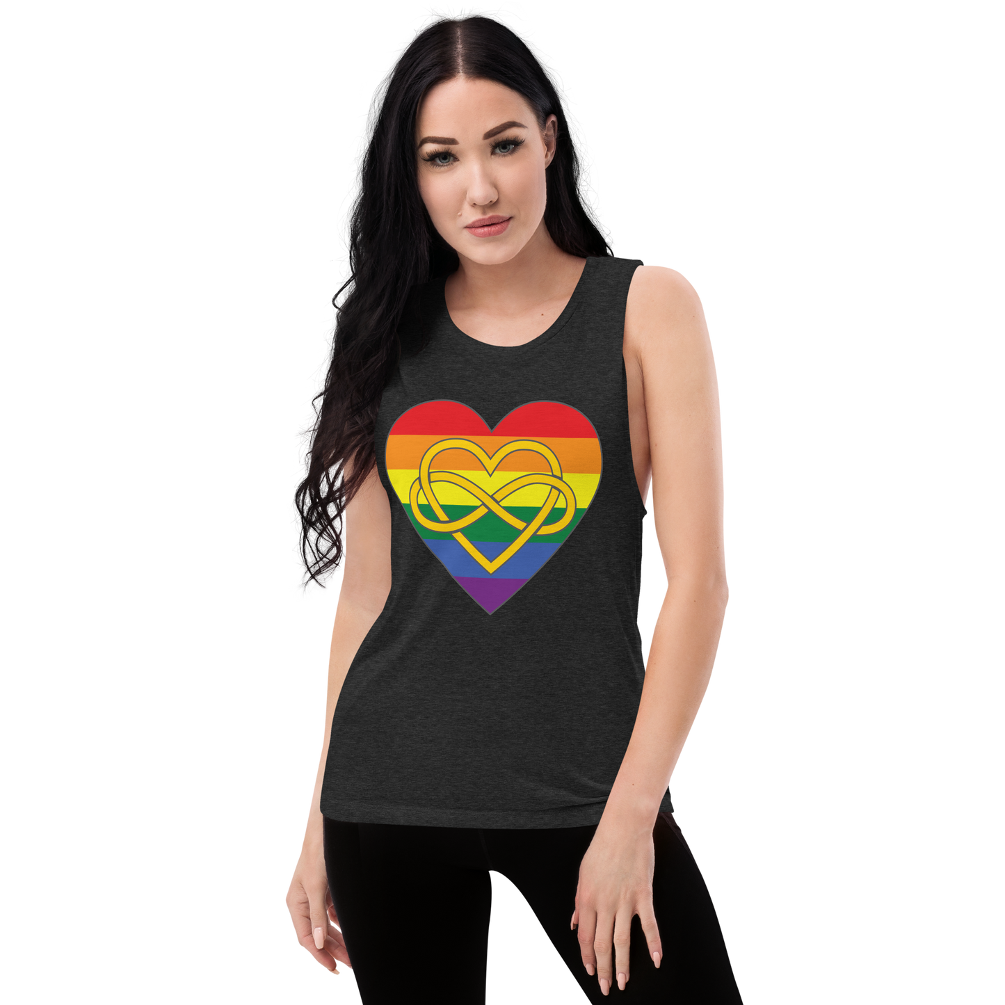 Polyamory Infinity Heart Rainbow Pride Ladies’ Muscle Tank