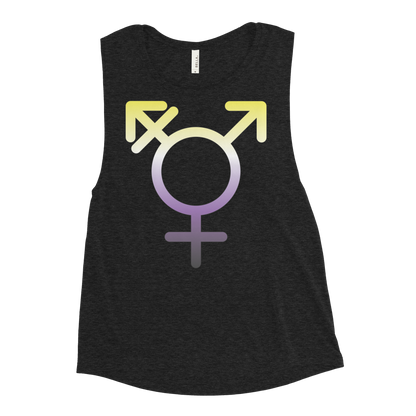 Transgender Symbol - Non-binary Pride Ladies’ Muscle Tank