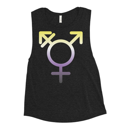 Transgender Symbol - Non-binary Pride Ladies’ Muscle Tank