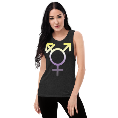 Transgender Symbol - Non-binary Pride Ladies’ Muscle Tank