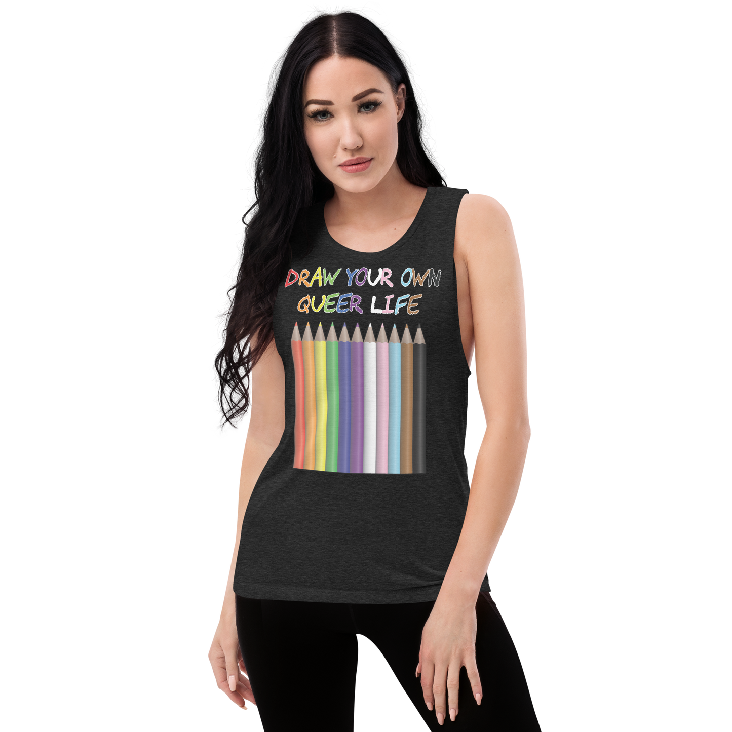 Draw Your Own Queer Life (Progress colours) Ladies’ Muscle Tank