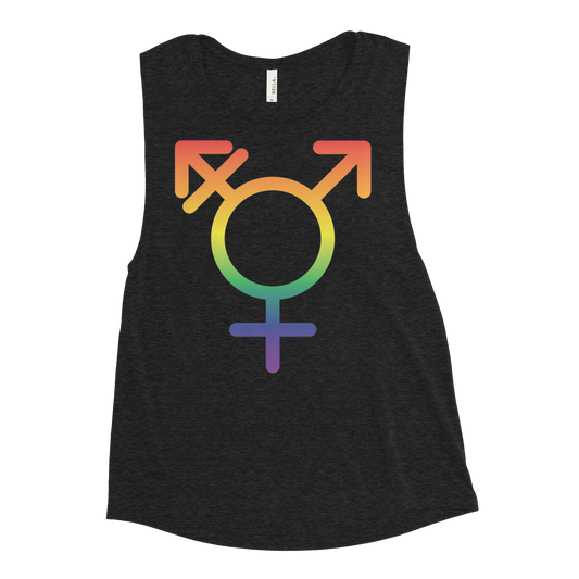 Transgender Symbol - Rainbow Pride Ladies’ Muscle Tank