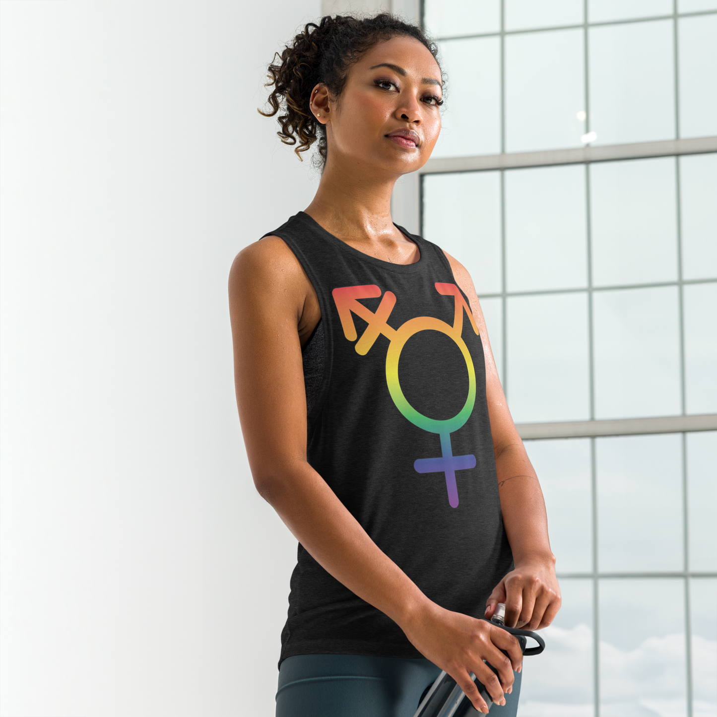 Transgender Symbol - Rainbow Pride Ladies’ Muscle Tank