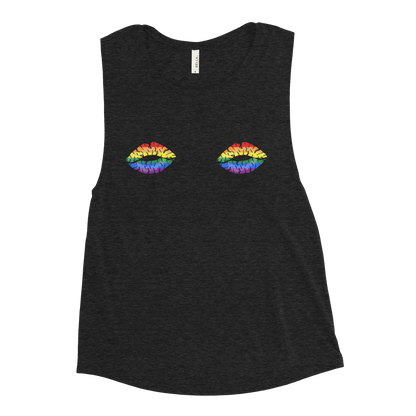 Rainbow Boob Kisses Ladies’ Muscle Tank