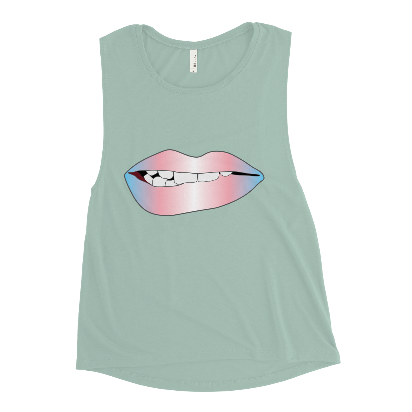 Biting Lips - Transgender Pride - Gradient Ladies’ Muscle Tank