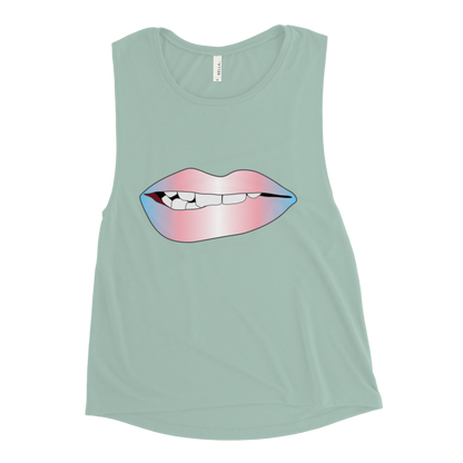 Biting Lips - Transgender Pride - Gradient Ladies’ Muscle Tank