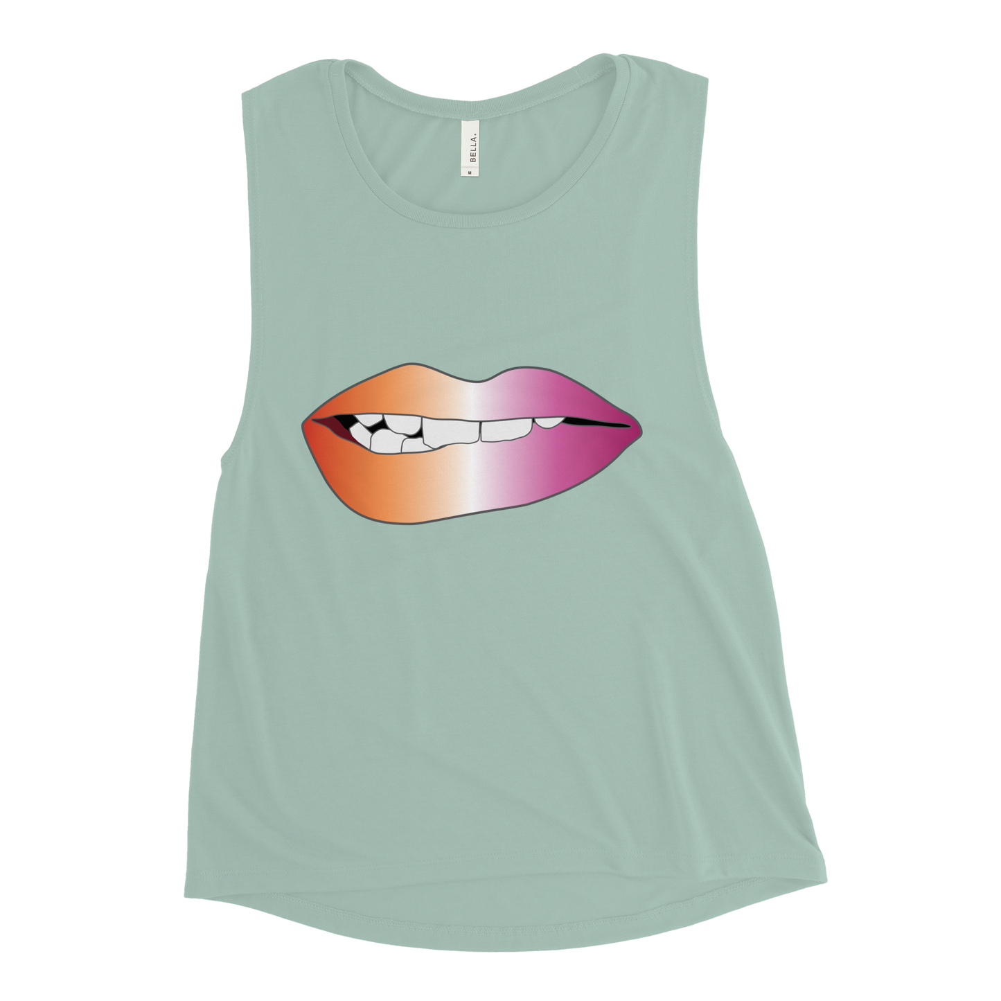 Biting Lips - Lesbian Pride - Gradient Ladies’ Muscle Tank