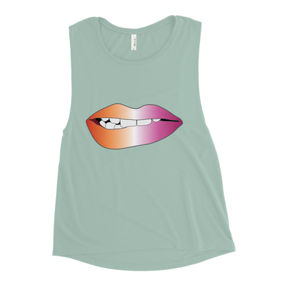 Biting Lips - Lesbian Pride - Gradient Ladies’ Muscle Tank