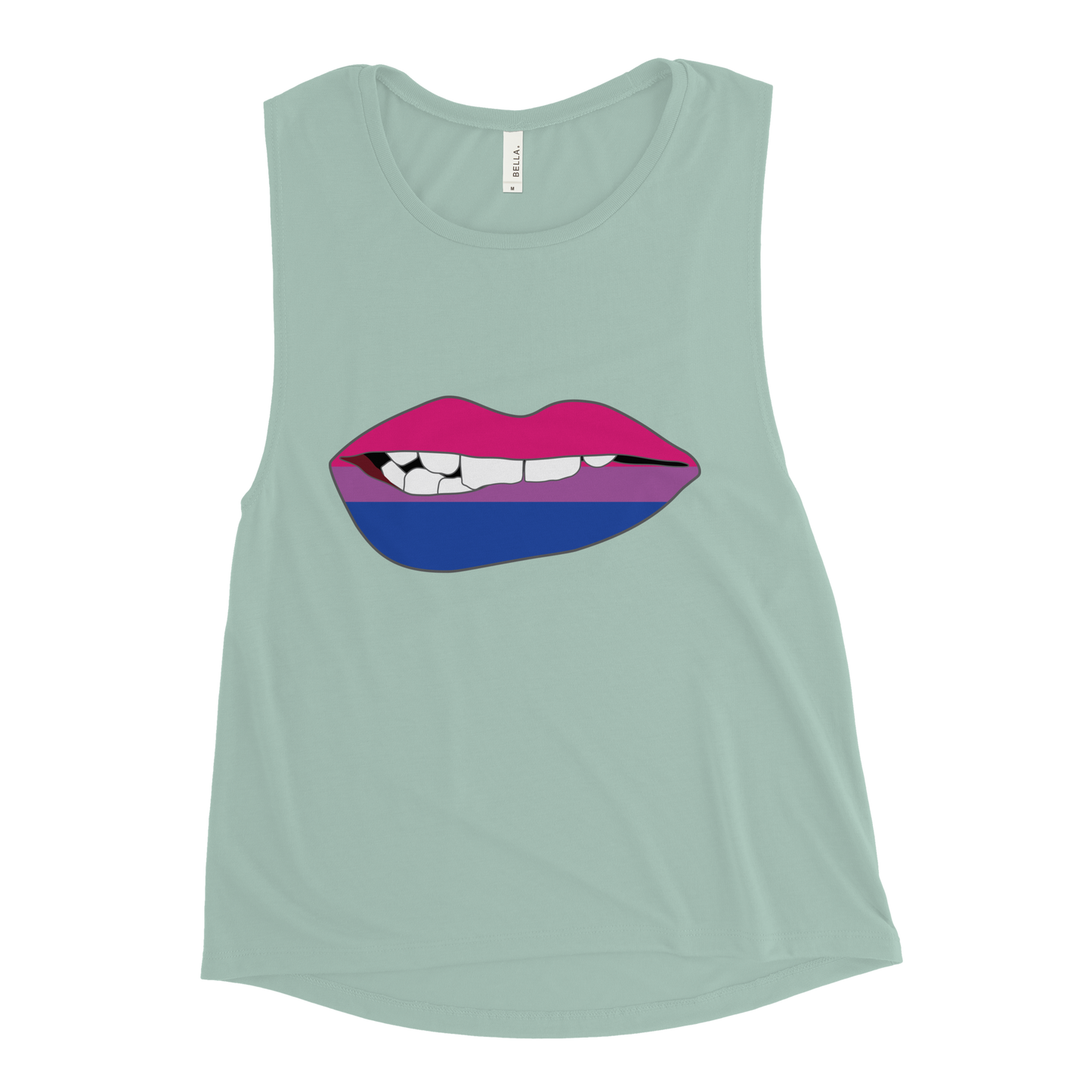 Biting Lips - Bisexual Flag Ladies’ Muscle Tank