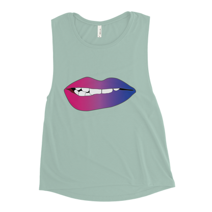 Biting Lips - Bisexual Pride - Gradient Ladies’ Muscle Tank