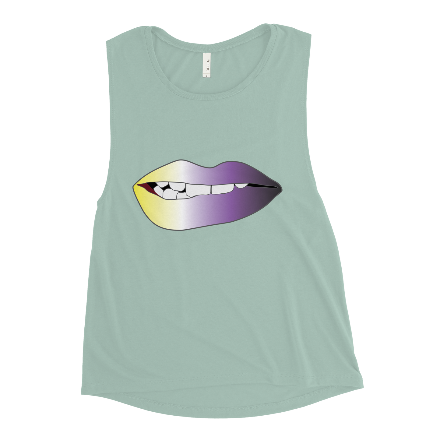 Biting Lips - Non-binary Pride - Gradient Ladies’ Muscle Tank