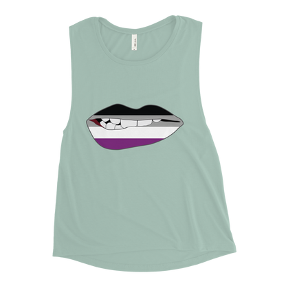 Biting Lips - Asexual Flag Ladies’ Muscle Tank