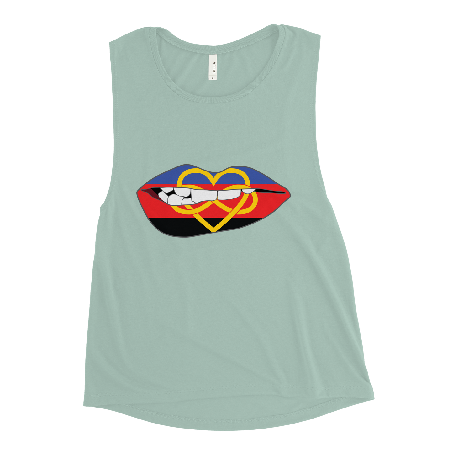 Biting Lips - Polyamory Flag Ladies’ Muscle Tank