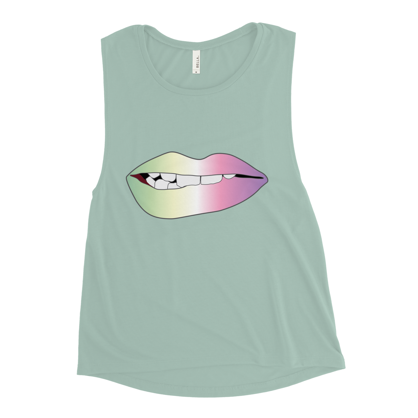 Biting Lips - Genderfae Pride - Gradient Ladies’ Muscle Tank