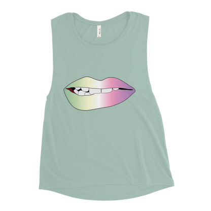 Biting Lips - Genderfae Pride - Gradient Ladies’ Muscle Tank