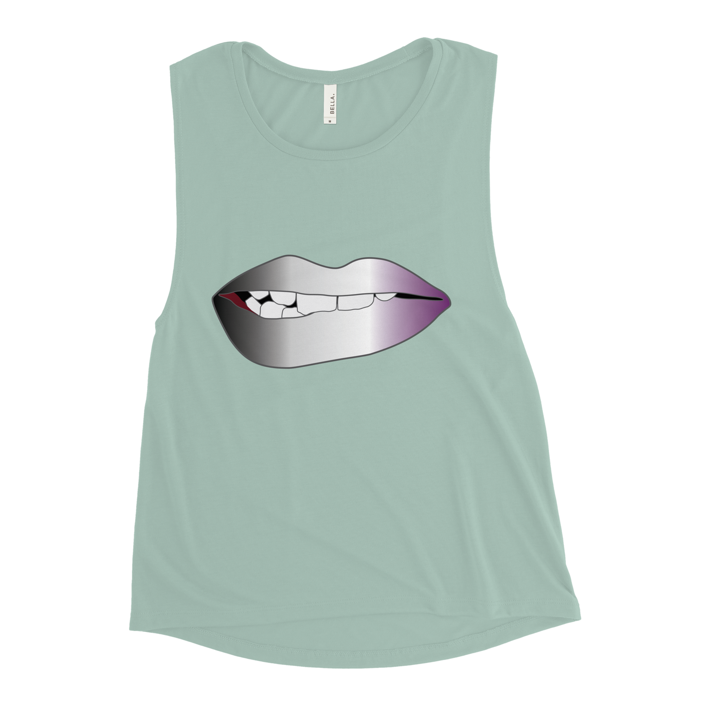 Biting Lips - Asexual/Demisexual Pride - Gradient Ladies’ Muscle Tank