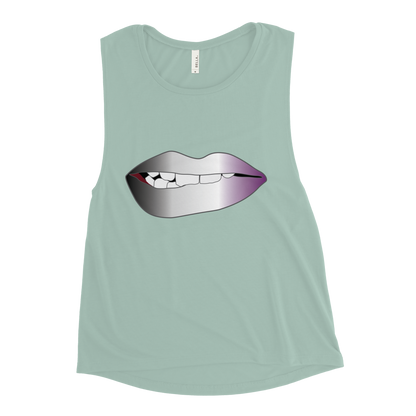 Biting Lips - Asexual/Demisexual Pride - Gradient Ladies’ Muscle Tank