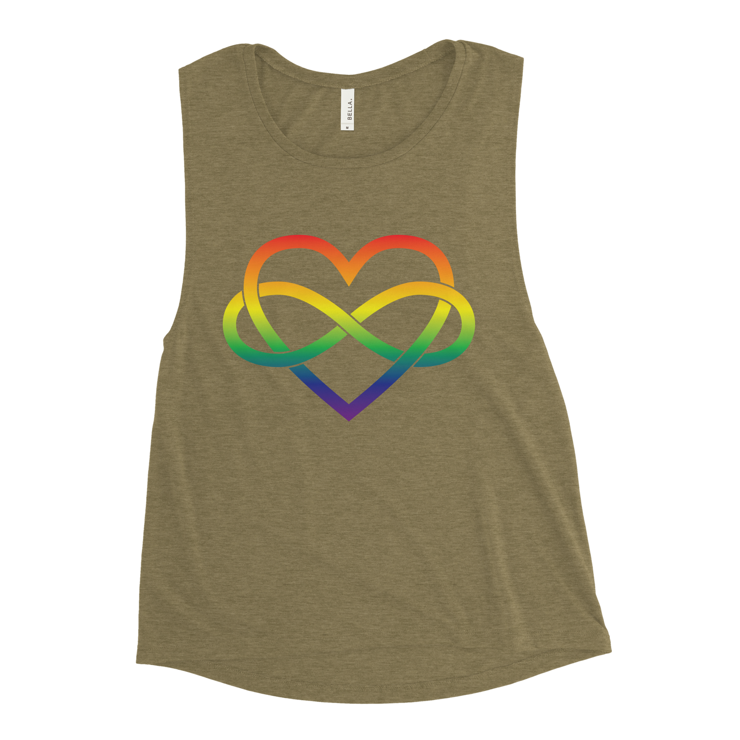 Polyamory Infinity Heart - Rainbow Ladies’ Muscle Tank