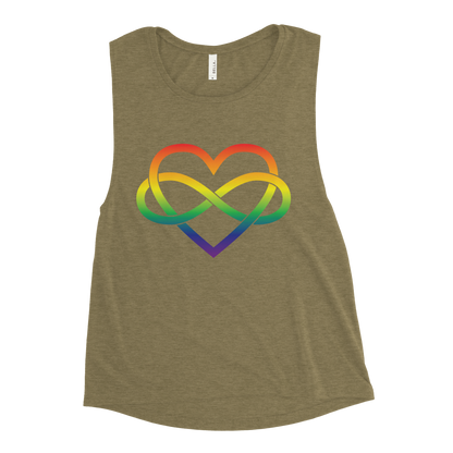 Polyamory Infinity Heart - Rainbow Ladies’ Muscle Tank