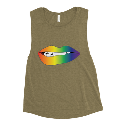 Biting Lips - Rainbow Pride - Gradient Ladies’ Muscle Tank