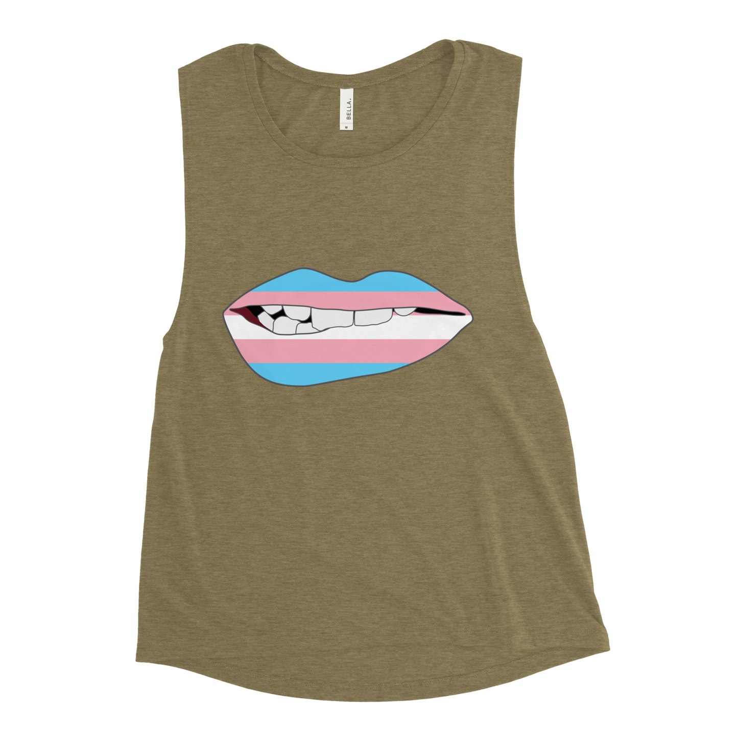 Biting Lips - Transgender Flag Ladies’ Muscle Tank