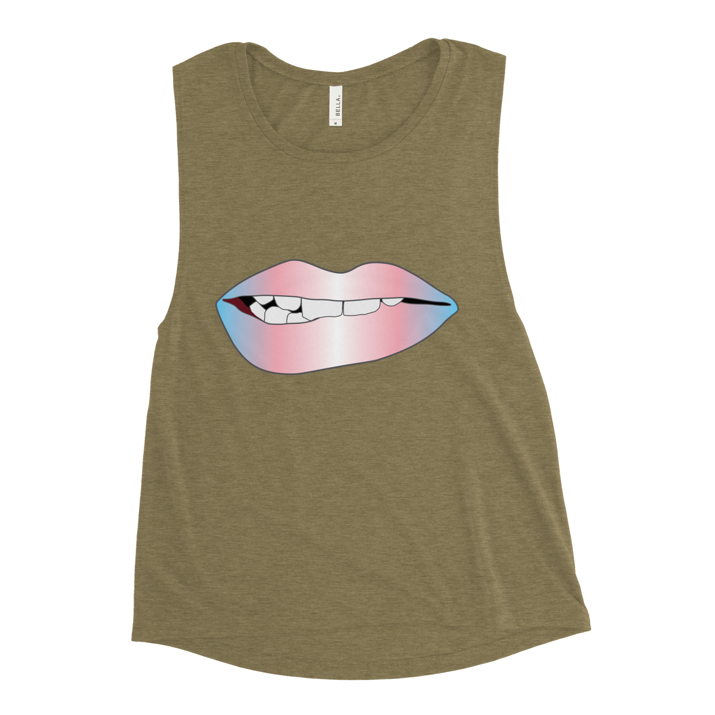 Biting Lips - Transgender Pride - Gradient Ladies’ Muscle Tank