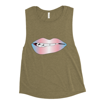 Biting Lips - Transgender Pride - Gradient Ladies’ Muscle Tank