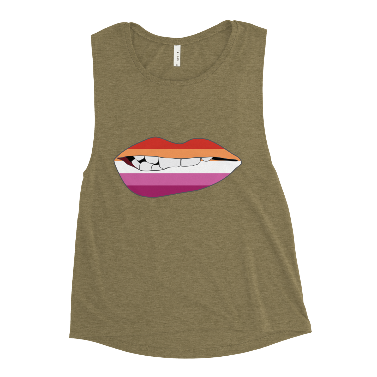 Biting Lips - Lesbian Flag Ladies’ Muscle Tank