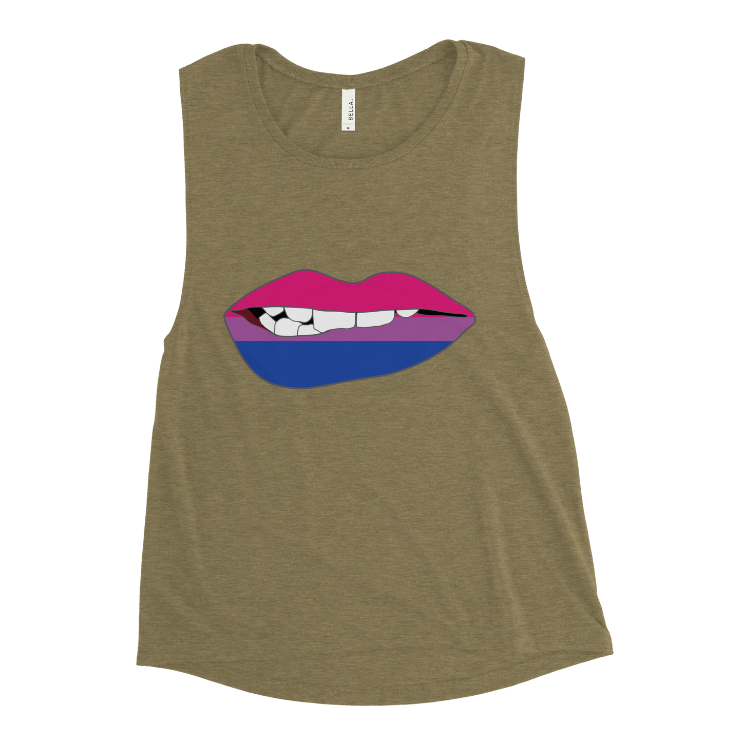 Biting Lips - Bisexual Flag Ladies’ Muscle Tank