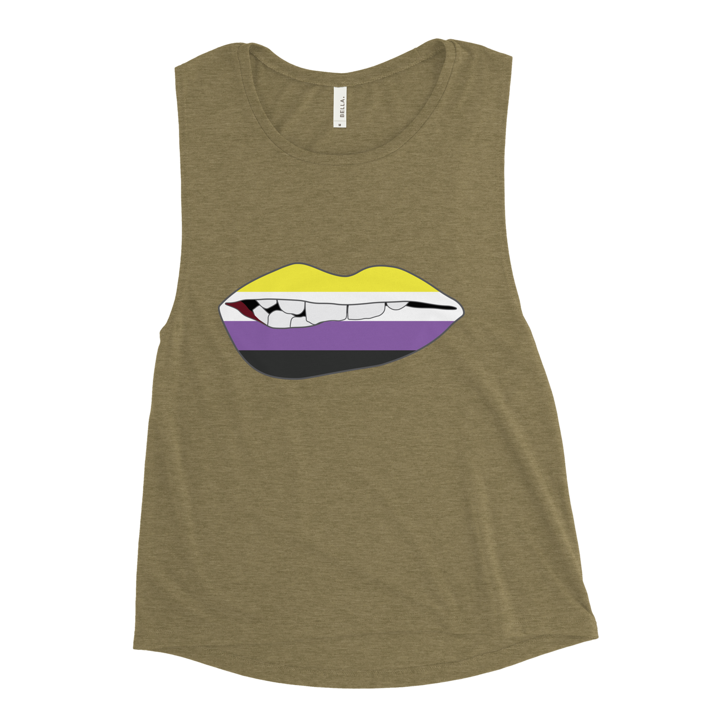 Biting Lips - Non-binary Flag Ladies’ Muscle Tank