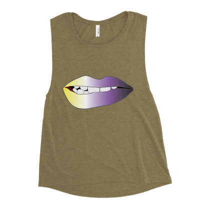 Biting Lips - Non-binary Pride - Gradient Ladies’ Muscle Tank