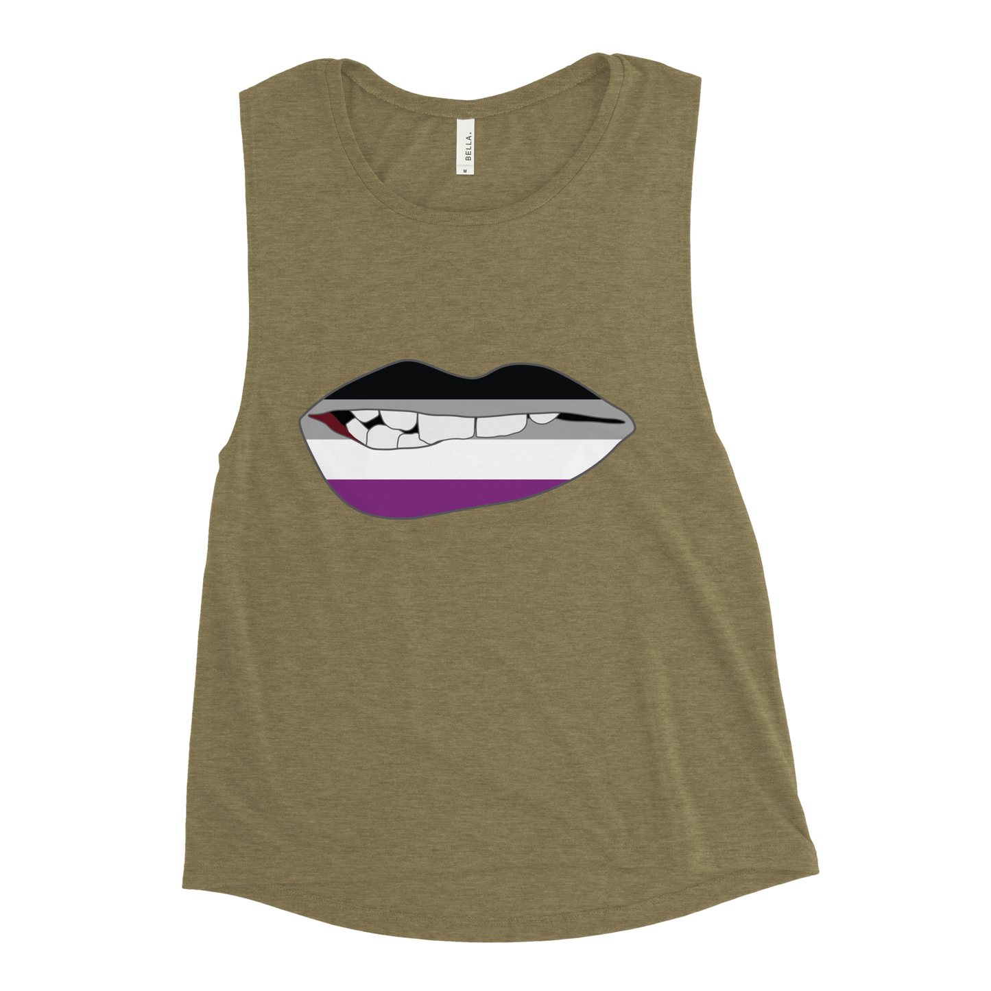 Biting Lips - Asexual Flag Ladies’ Muscle Tank