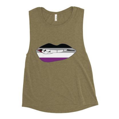 Biting Lips - Asexual Flag Ladies’ Muscle Tank