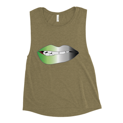 Biting Lips - Aromantic Pride - Gradient Ladies’ Muscle Tank