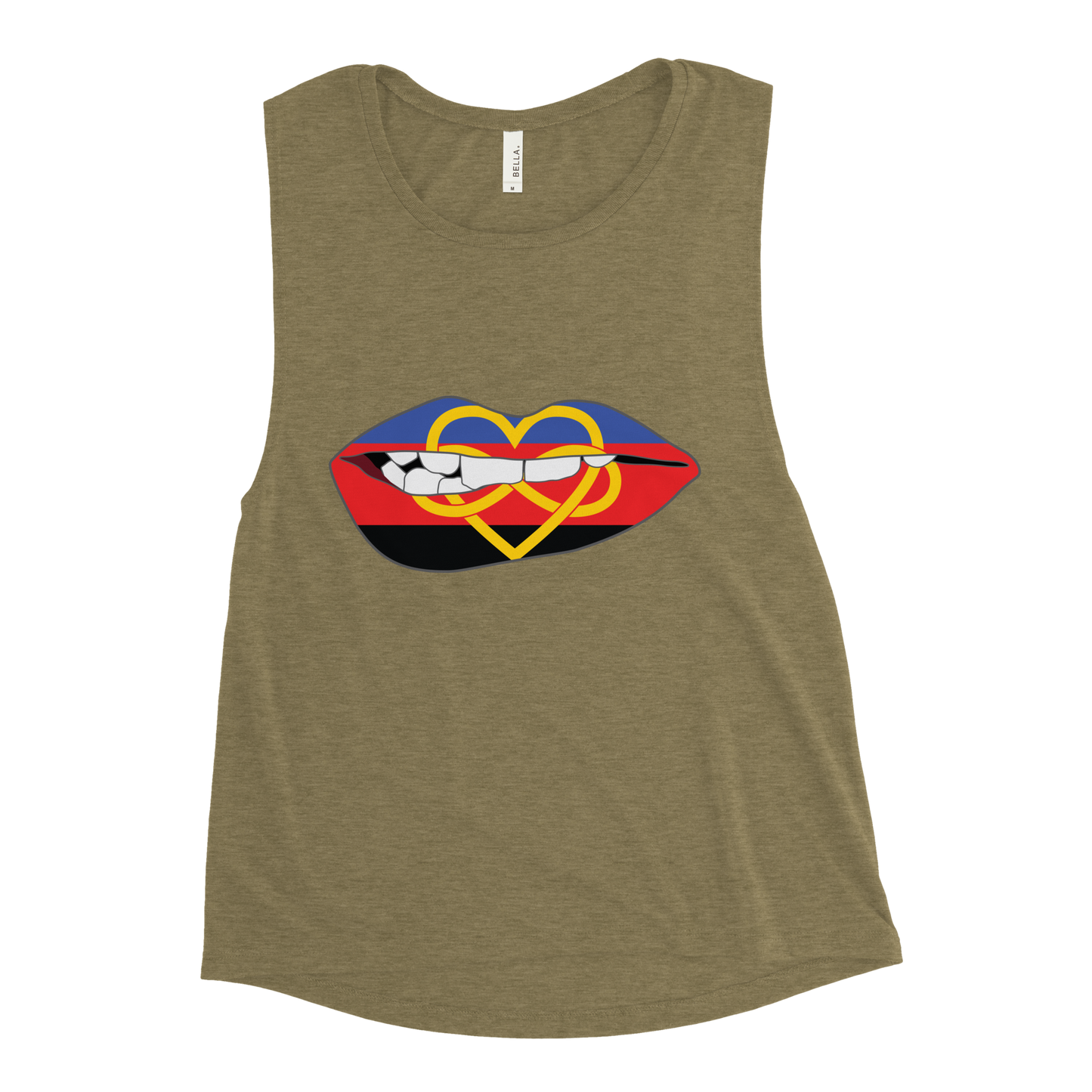 Biting Lips - Polyamory Flag Ladies’ Muscle Tank