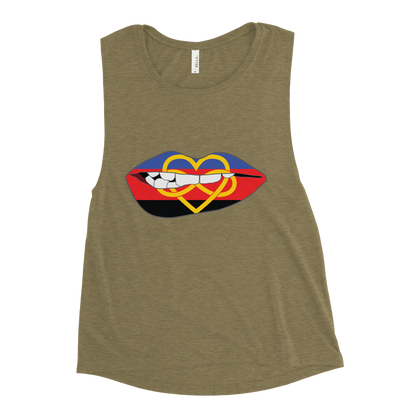 Biting Lips - Polyamory Flag Ladies’ Muscle Tank