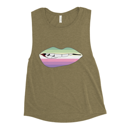 Biting Lips - Genderfae Flag Ladies’ Muscle Tank