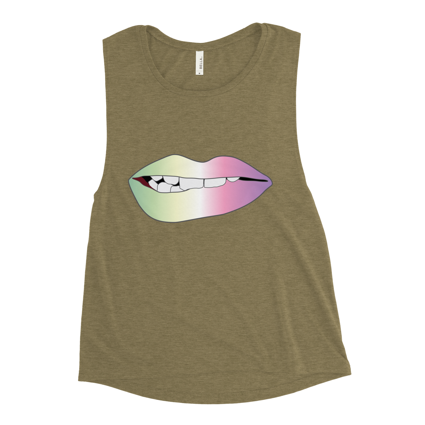 Biting Lips - Genderfae Pride - Gradient Ladies’ Muscle Tank