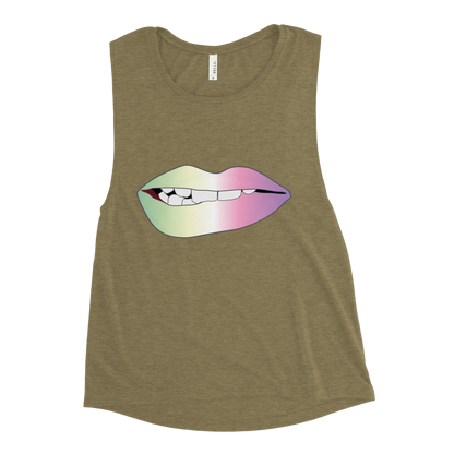 Biting Lips - Genderfae Pride - Gradient Ladies’ Muscle Tank