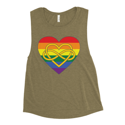 Polyamory Infinity Heart Rainbow Pride Ladies’ Muscle Tank