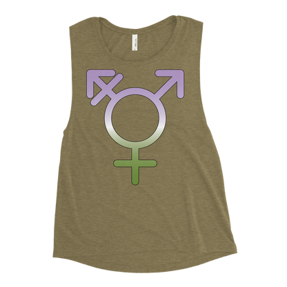 Transgender Symbol - Genderqueer Pride Ladies’ Muscle Tank