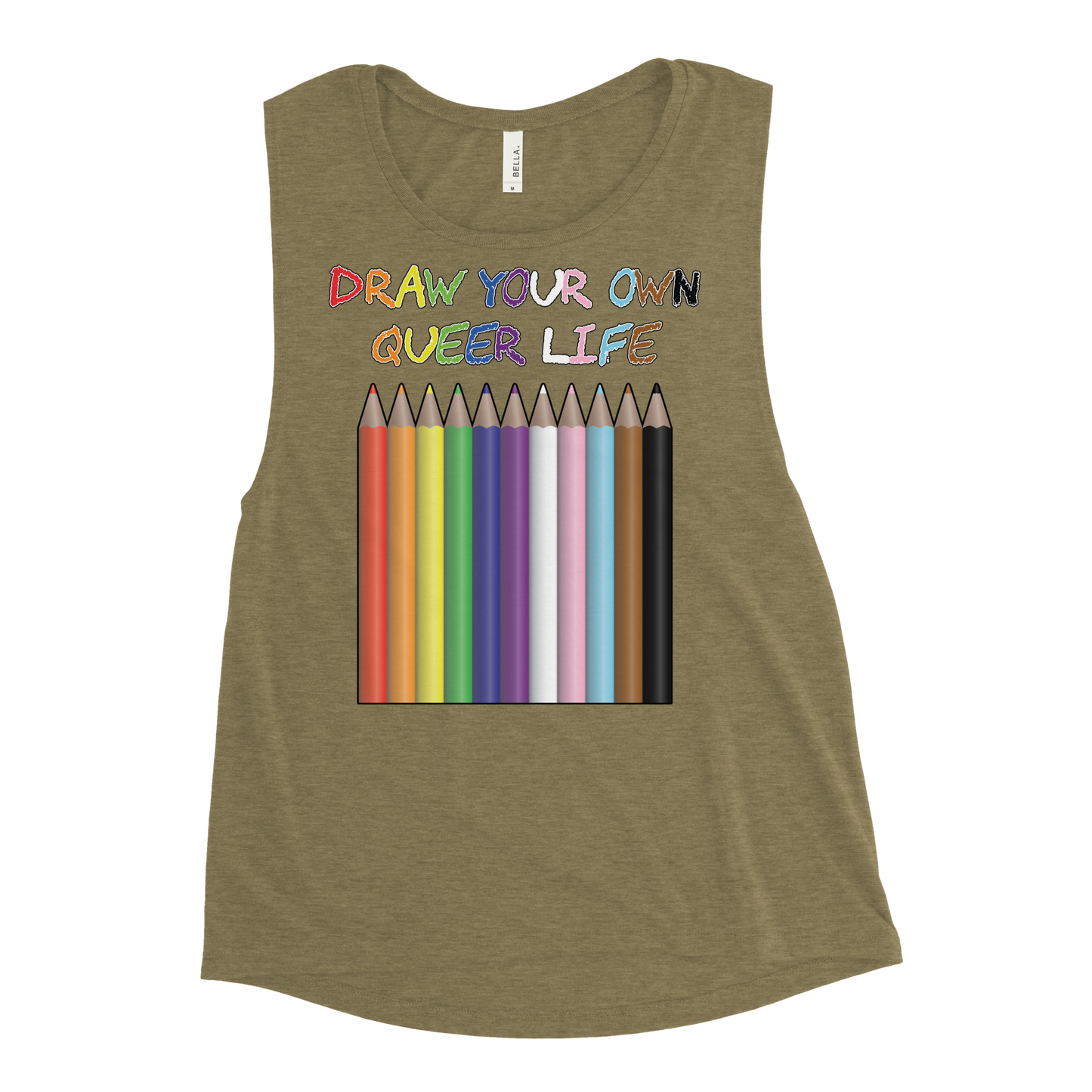 Draw Your Own Queer Life (Progress colours) Ladies’ Muscle Tank