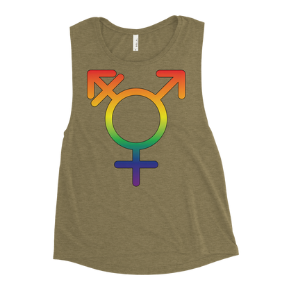 Transgender Symbol - Rainbow Pride Ladies’ Muscle Tank