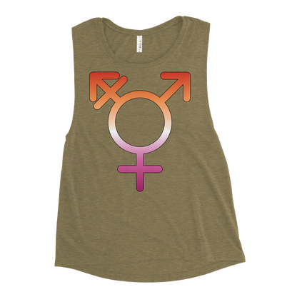 Transgender Symbol - Lesbian Pride Ladies’ Muscle Tank